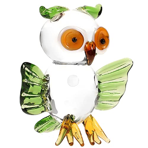 EXCEART Grüne Eule Geblasenes Glas Figur - Feng Shui Kristall Statue Miniatur Tierkunst Briefbeschwerer Sammlerstück Skulptur Geschenk Tischdekoration von EXCEART
