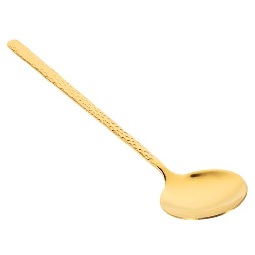EXCEART Hammermuster Löffel Mit Langem Griff Löffel Servierlöffel Buffet Servierlöffel Kochlöffel Großer Löffel Buffet Servierutensilien Goldener Edelstahl von EXCEART