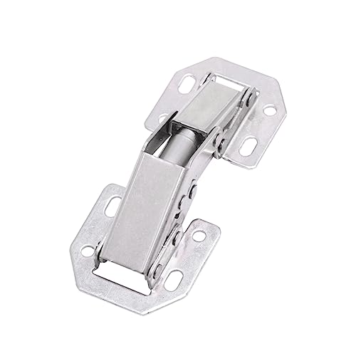 EXCEART Hydraulisches Möbelscharnier mit Dämpfer Festes Aufschraubscharnier für Küchenschranktüren und Fenster Geräuschloser Stoßdämpfer Installieren Mittlere Krümmung Silberfarben von EXCEART