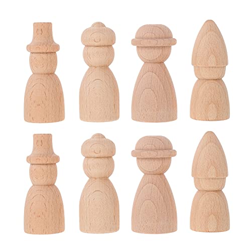 EXCEART Schneemann Dekofigur Holzfiguren zum Bemalen: 8 Stücke Basteln Holzkegel Holzbausteine Tortenfiguren Holz Spielfiguren Weihnachten Deko Figuren DIY Kinder Bastelset Puppenhaus Zubehör von EXCEART