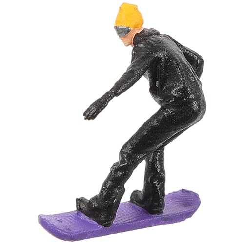 EXCEART Skifahrer-Figur Ski-Urlaubs-Ornament Cupcake-Pick Miniatur-Ski-Puppen-Ornament Skifahrer Ho-Modell Mikro-Landschaftsbau-Dekoration Schwarz von EXCEART