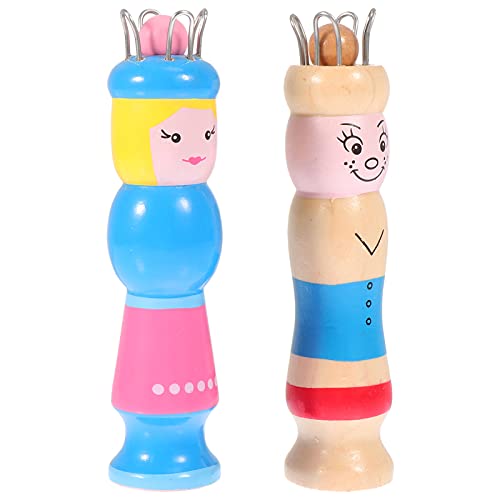 EXCEART Strickliesel Holz Strickpüpchen Stricknadeln Bastelset DIY Strickwerkzeug Set für Kinder Erwachsene Anfänger Stricken Basteln Handwerk 2 Stück von EXCEART