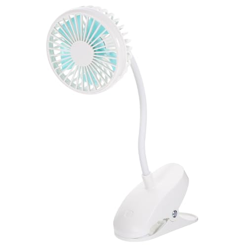 EXCEART USB Mini Tischventilator Mit LED Schreibtischlampe Wiederaufladbarer Leiser Lüfter Multifunktionale Lampe Stifthalter Für Zuhause Büro Weiß von EXCEART