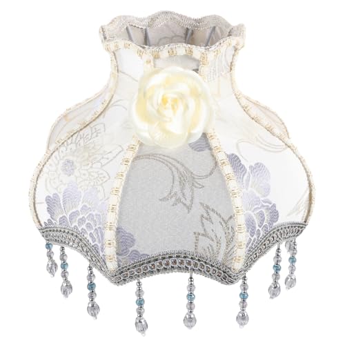 EXCEART Victorianer Lampenschirm Mit Fransen Romantischer Stoff-lampenschirm Für Tisch Und Stehlampe Hochwertige Französische Druckmuster Sanfte Beleuchtung Für Stilvolle Wohnräume von EXCEART