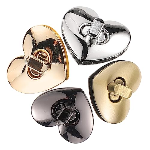 EXCEART Vorhängeschloss aus Edelstahl, für Taschen, Schnallen, Herzform, praktischer Ersatz für Handtaschen, Taschen und Schultergurte, 4 Stück von EXCEART