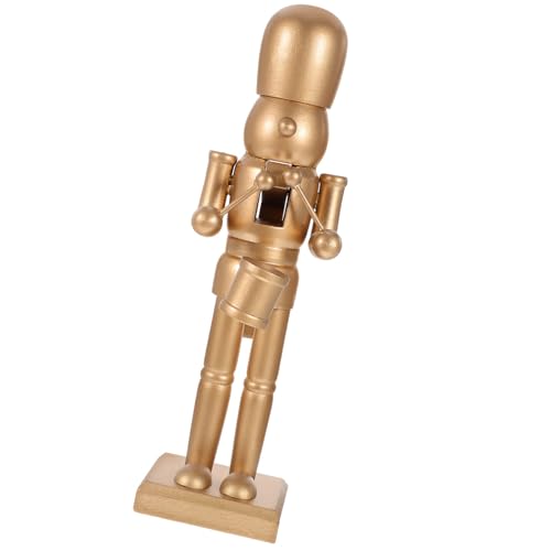 EXCEART Weihnachts-Nussknacker-Figur Aus Holz - Goldener Tischsoldat Ornament für Zuhause und Büro Tischdekoration von EXCEART