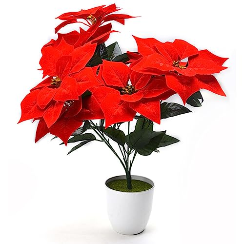 EXCEART Weihnachtsstern-topfpflanzen Weihnachtsblumen Künstliche Blumen Weihnachtsstern Pflanzen Weihnachtsstern-herzstück Künstlicher Blumenstrauß Rote Gefälschte Färberdistel Weihnachten von EXCEART