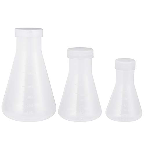 Erlenmeyerkolben Mit Stopfen Labor-Erlenmeyerkolben 3 Stücke Erlenmeyerkolben Laborglas Transparent Erlenmeyer Flasks 50 / 100ml / 500ml Wissenschaftlicher Laborkolben Kunststofflaborkolben von EXCEART