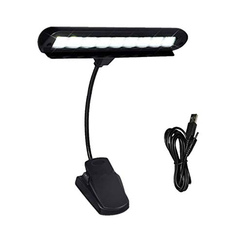 Exceart 1 Stück Notenständer-Lampe, voll verstellbarer Clip, 9 LEDs, Orchester auf Klavierlicht, Notenständer, Licht für Büro, Wohnheim, Bücherregal mit Stromkabel (ohne Batterien) von EXCEART