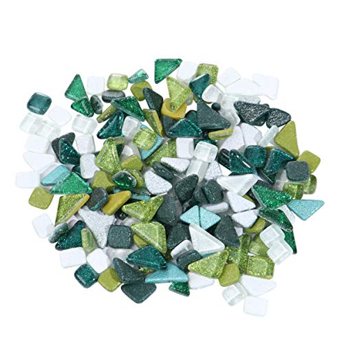 DIY Mosaikfliesen Mini Mosaikfliesen Unregelmäßiges Handwerk Mosaikfliesen Schmuckherstellungsmaterial für Blumentöpfe Wohnaccessoires 300g Grau 500g Grün / Weiß von EXCEART