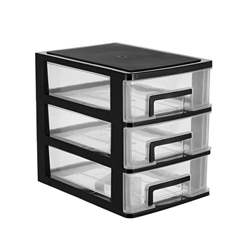 EXCEART Schublade Typ Closet DREI- Schicht Kunststoff Schrank Multifunktions Transparent Lagerung Rack Veranstalter Möbel (Schwarz) von EXCEART