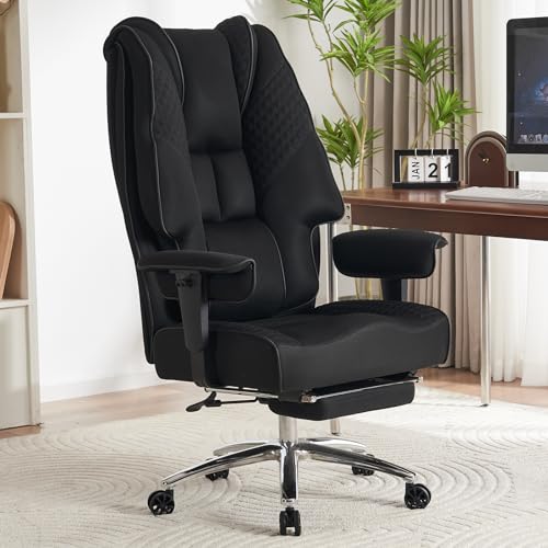 EXCEBET Ergonomischer Bürostuhl aus Netzstoff mit Fußstütze, hohe Rückenlehne, Chefdrehstuhl mit verstellbaren Armlehnen, atmungsaktiver Rückenlehne, für Zuhause und Büro, unterstützt bis zu 180 kg EXCEBET Ergonomischer Bürostuhl aus Netzstoff mit Fußstütze, hohe Rückenlehne, Chefdrehstuhl mit verstellbaren Armlehnen, atmungsaktiver Rückenlehne, für Zuhause und Büro, unterstützt bis zu 180 kg von EXCEBET