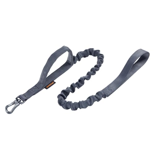 EXCELLENT ELITE SPANKER Military Bungee Hundeleine Elastische Leinen mit 2 gepolsterten Haltegriffen für mittlere und kleine Hunde (Gry) von EXCELLENT ELITE SPANKER