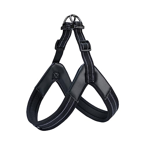 EXCELLENT ELITE SPANKER No Pull Hundegeschirr Step-in einstellbare reflektierende Weste weich gepolstert leicht Haustier Brustgurt mit Leine Clips für kleine mittlere große Hunde(L-BLK) von EXCELLENT ELITE SPANKER