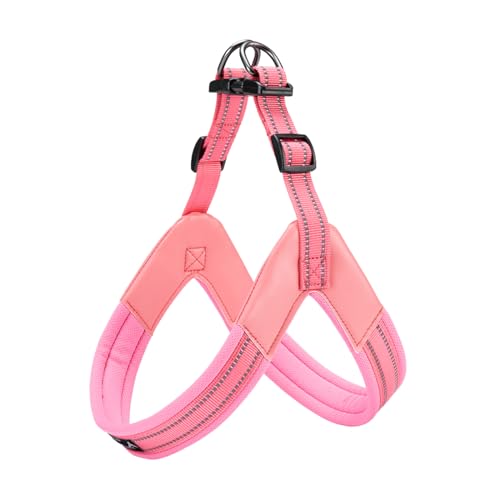 EXCELLENT ELITE SPANKER No Pull Hundegeschirr Step-in einstellbare reflektierende Weste weich gepolstert leicht Haustier Brustgurt mit Leine Clips für kleine mittlere große Hunde(M-PIK) von EXCELLENT ELITE SPANKER