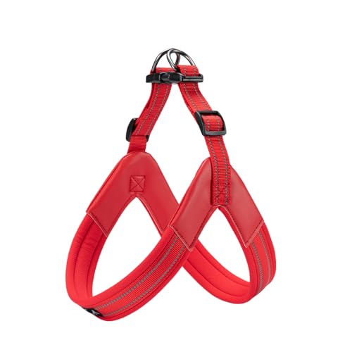 EXCELLENT ELITE SPANKER No Pull Hundegeschirr Step-in einstellbare reflektierende Weste weich gepolstert leicht Haustier Brustgurt mit Leine Clips für kleine mittlere große Hunde(S-ROT) von EXCELLENT ELITE SPANKER