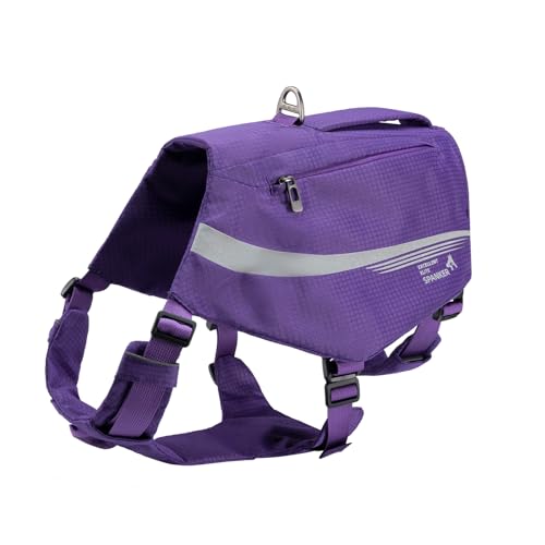 EXCELLENT ELITE SPANKER Nylon Hund Rucksack mit Griff, Taschen mit Reißverschluss & No Pull D-Ringe, leichte Wanderausrüstung für Hunde Jagd Camping Reisen（PUL） von EXCELLENT ELITE SPANKER