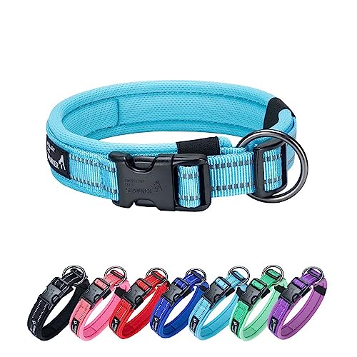 EXCELLENT ELITE SPANKER Reflektierendes klassisches weiches gepolstertes atmungsaktives Nylon einstellbares Haustierhalsband mit Schnellverschluss für kleine mittlere große Hunde Training(LBLU-M EXCELLENT ELITE SPANKER Reflektierendes klassisches weiches gepolstertes atmungsaktives Nylon einstellbares Haustierhalsband mit Schnellverschluss für kleine mittlere große Hunde Training(LBLU-M von EXCELLENT ELITE SPANKER