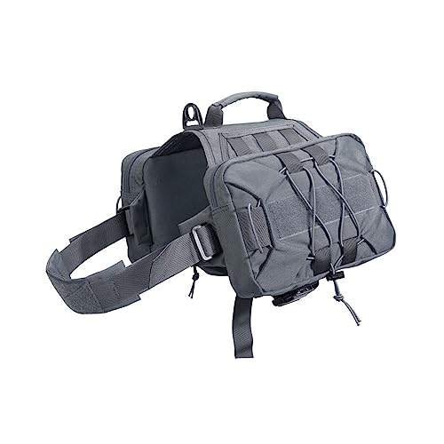 EXCELLENT ELITE SPANKER Service Jagd Hund Rucksack Rucksack Hundegeschirr Satteltasche Hunderucksack Einstellbar Molle Hund Rucksack für Mittelgroße Large Hunde(Gry-M) von EXCELLENT ELITE SPANKER