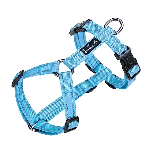 EXCELLENT ELITE SPANKER Kein Zug Hundegeschirr reflektierende Nylon Weste L-förmig einstellbar einfaches Haustier Geschirr für kleine mittlere große Rassen Hunde Walking Training(LBLU-L) von EXCELLENT ELITE SPANKER