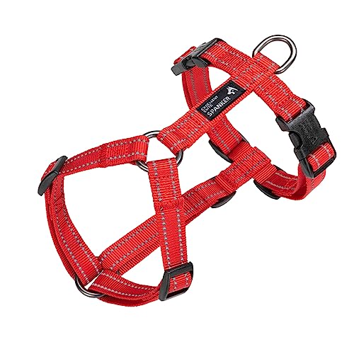 EXCELLENT ELITE SPANKER Kein Zug Hundegeschirr reflektierende Nylon Weste L-förmig einstellbar einfaches Haustier Geschirr für kleine mittlere große Rassen Hunde Walking Training(RED-S) von EXCELLENT ELITE SPANKER