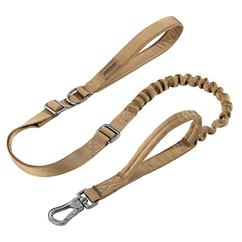 EXCELLENT ELITE SPANKER Taktische Heavy Duty 5-6FT einstellbar kein Zug Militär Bungee Hundeleine elastische Leinen Seil mit 2 gepolsterte Kontrolle Handle für Medium Large X-Large Hund(COB) von EXCELLENT ELITE SPANKER