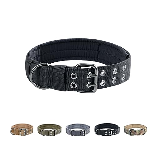 EXCELLENT ELITE SPANKER Militär-Hundehalsband Taktisches Hundehalsband Mit D-Ring Verstellbares Hundehalsband Für Mittelgroße und Große Hunde(Schwarz-XL) von EXCELLENT ELITE SPANKER