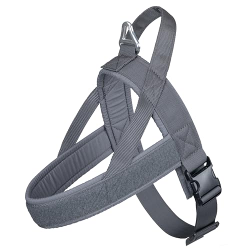EXCELLENT ELITE SPANKER Ziehfreies Hundegeschirr mit Griff Verstellbares Hundegeschirr aus Nylon Einfaches Training für kleine, mittlere und große Hunde(Gry-L) von EXCELLENT ELITE SPANKER