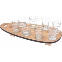 Servier-Set für Snack, 8 Gläser + Bambustablett von EXCELLENT HOUSEWARE