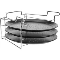 Excellent Houseware - Pizza-Backblech Pizzablech 3er-Set Backset mit Ständer ø 30 cm von EXCELLENT HOUSEWARE