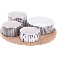 Servier-Set für Snacks, rundes Tablett und 4 Schüsseln von EXCELLENT HOUSEWARE