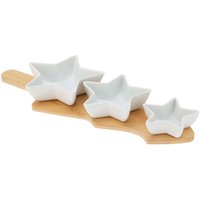 Snackschalen GLACIERA, 3 Sterne und Bambustablett von EXCELLENT HOUSEWARE