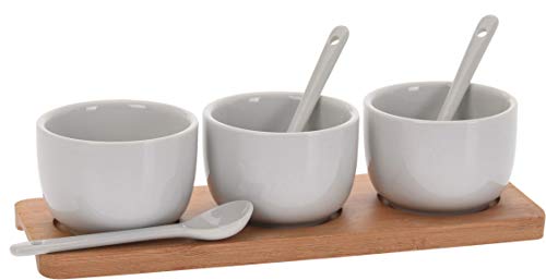 7-teiliges Keramik Servier-Set für Saucen, Dips, Marmelade und mehr - Präsentation mit Porzellan Schalen und Tablett - Schälchen von Marzoon