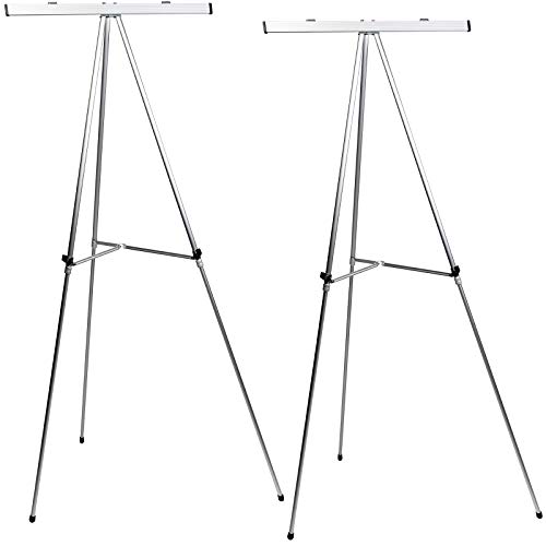 Excello Global Products Aluminium-Flipchart-Präsentations-Staffelei-Ständer: 2er-Pack mit Teleskopbeinen, 178 cm (70 Zoll) (silberfarben) von Excello Global Products