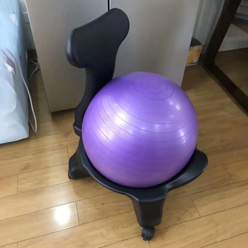 EXCLURA Sitzball Lila Stabilitätsballstuhl für Erwachsene, Anti-Burst-Ball-Stuhlbasis und Rückenlehne, Ergonomischer Medizinballstuhl für Die Schwangerschaft/Schwere Menschen von EXCLURA
