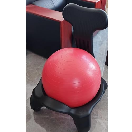EXCLURA Sitzball Rote Yoga-Ball-Bürostuhl-Rollenbasis, Ergonomischer Medizinball für Die Schwangerschaft, Geburtsballstuhl mit Rückenlehne, Krafthaltung von EXCLURA