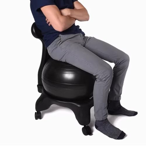 EXCLURA Sitzball Stabilitäts-Yogaballstuhl mit Rädern und Rückenlehne, Rollender Gymnastikballstuhl mit Pumpe, Yogaballsitz, Aktives Sitzen für die Gesundheit der Wirbelsäule(B) von EXCLURA