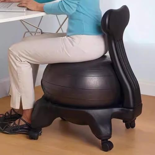 EXCLURA Sitzball Yogaball-Bürostuhl mit Rückenlehne und Rädern, Ergonomischer Anti-Burst-Ballstuhl für Schwere Personen/Schwangerschaft, Krafthaltung des Geburtsballs von EXCLURA