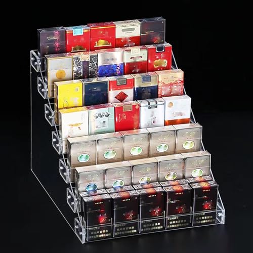 EXCLURA Snack Regal 7-stufiges Zigarettendisplay für Die Theke, Klarer Zigaretten-Organizer für Die Arbeitsplatte, Einzelhandels-Snackregal für Geschäfte/Bequemlichkeit/Kleiner Platz von EXCLURA