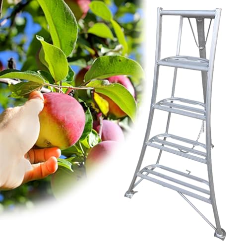 Gartenleiter Dreibeinige Obstgartenleiter zum Obstpflücken, Höhenverstellbare Ernteleitern für den Haushalt, Dreibeinige Obstpflückleiter zum Gärtnern/Beschneiden(160cm(63")) von EXCLURA