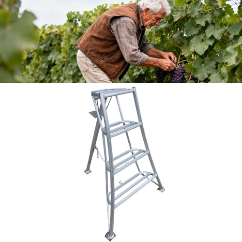 Gartenleiter Tragbare Obstgartenleiter mit Breiter Stufe, Klappbare Dreibeinleiter mit 3 Beinen, Weinbergleiter für Ernte/Baumschnitt/Gartenpflege(130cm(4.3ft)) von EXCLURA