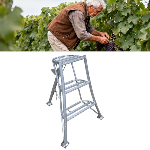 Gartenleiter Tragbare Obstgartenleiter mit Breiter Stufe, Klappbare Dreibeinleiter mit 3 Beinen, Weinbergleiter für Ernte/Baumschnitt/Gartenpflege(90cm(3ft)) von EXCLURA