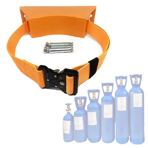 Sauerstoffflasche Gestell Trägerständer für Sauerstoffflaschen aus ABS, Wandhalterung für Gasflaschen, Lagerregal für Propangasflaschen mit 1m Langem Sicherheitsgurt, für Alle Gasflaschen(Orange) von EXCLURA