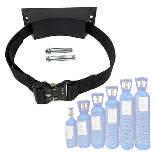 Sauerstoffflasche Gestell Trägerständer für Sauerstoffflaschen aus ABS, Wandhalterung für Gasflaschen, Lagerregal für Propangasflaschen mit 1m Langem Sicherheitsgurt, für Alle Gasflaschen(Black) von EXCLURA