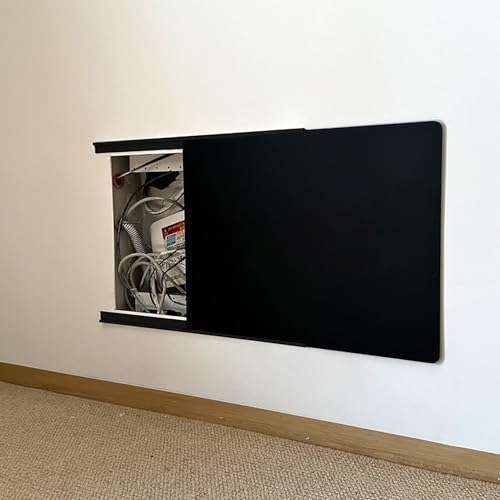 Stromkasten Verkleidung Schiebeabdeckung für Schalttafeln mit Selbstklebender Schiene, Extra Dünne Abdeckung für Stromzählerkästen, Dekorative Wand, Abdeckung für Sicherungskästen im Schlafzimmer(Blac von EXCLURA