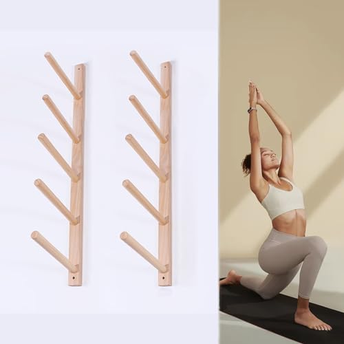 Yogamattenhalter Holz-Yogamattenhalter Wandhalterung Vertikal, 2–9-lagiger Pilates-Mattenständer für Heim-Fitnessstudio, Yoga-Studio, Yogamatten-Präsentationsständer, Lagerung der Ausrüstung ( Size : von EXCLURA