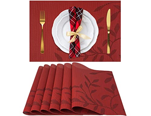 EXCOVIP Tischdecke PVC Platzsets, hitzebeständig, wasserdicht, Tischschutz, Küchentischdekoration Place mats(rot, 45 x 30 cm, 6 Sets)-7611 von excovip
