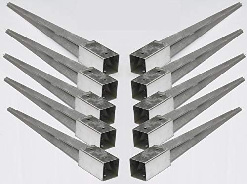 10 Stück 70 mm Pfostenträger Einschlaghülse Bodenhülse für Holzpfosten Holzzaun 750mm lang von EXCOLO