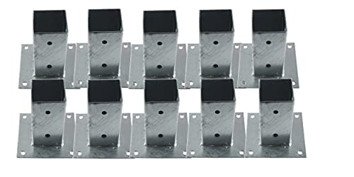 10 Stück EXCOLO Pfostenträger 150mm hoch verzinkt als Bodenhülse für Beton oder festen Untergrund Zaunträger Aufschraubhülse Hülse Bodenplatte Anker (quadratisch 70x70 mm) von EXCOLO