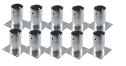10 Stück EXCOLO Pfostenträger 150mm hoch verzinkt als Bodenhülse für Beton oder festen Untergrund Zaunträger Aufschraubhülse Hülse Bodenplatte Anker (rund 80 mm) von EXCOLO